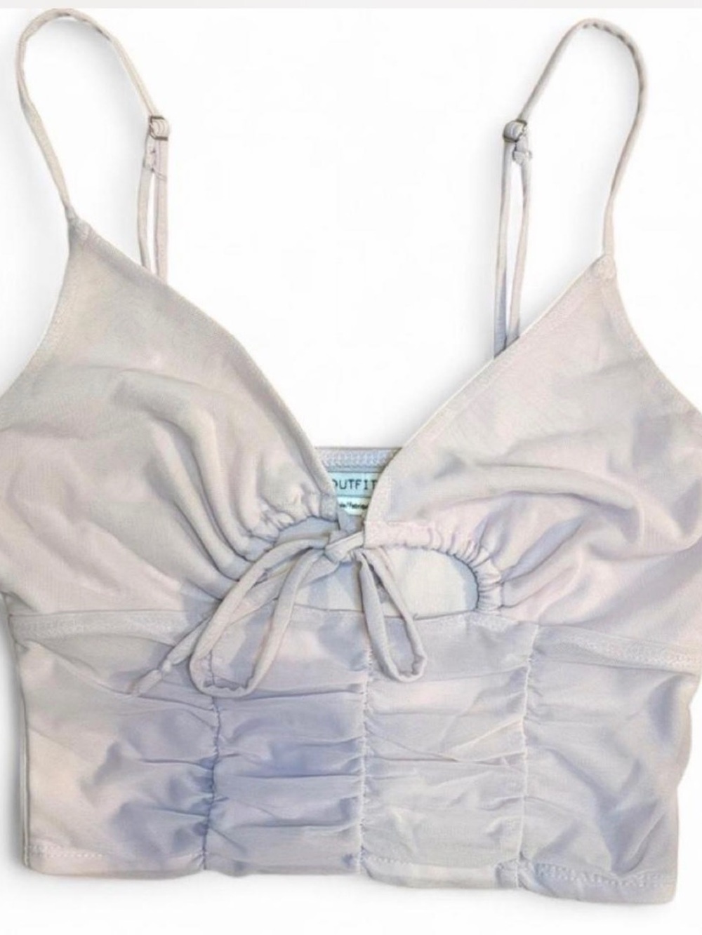 Urban Outfitters Light Blush Lavender Ruched Tie Front Crop Top XS